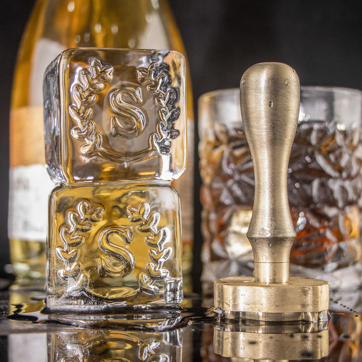Custom Brass Ice Stamp | Personalized Barware
