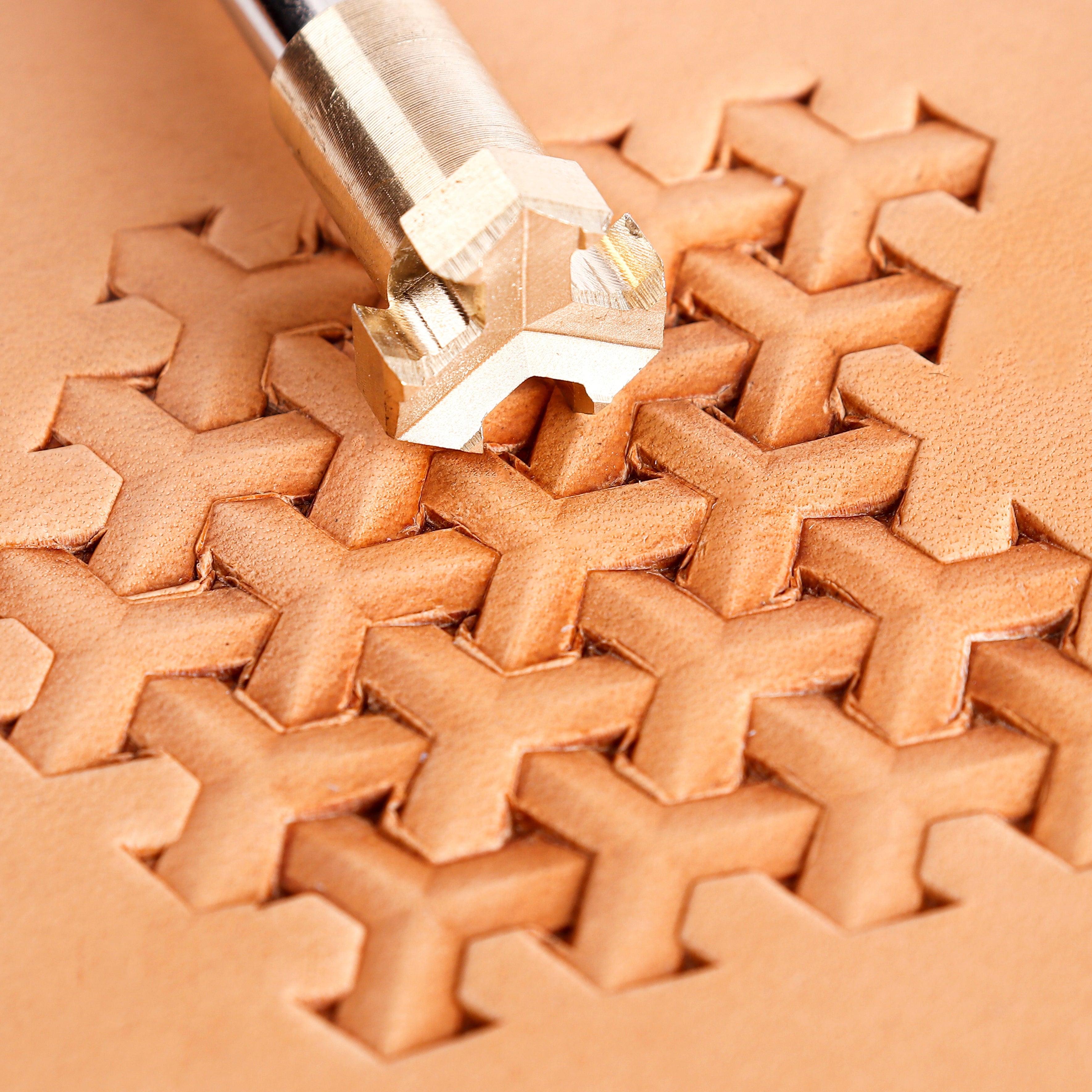 Interlocking Shapes Geometric Metal Stamp | DIY Leathercraft Tools